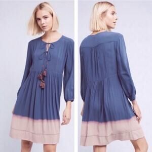 Anthropologie Holding Horses | Boho Dip Dye Swing Dress Tassel Tie Size 10